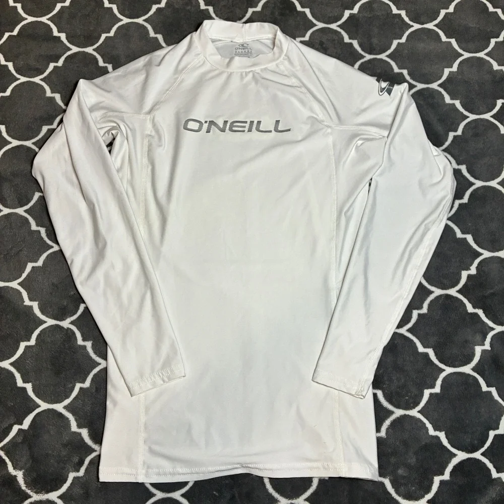 ONeill Rash Guard Mens XL White Long Sleeve Performance Fit Swim Shirt Sun Guard